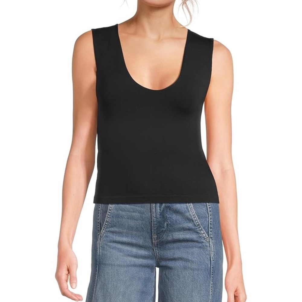 Free People Black Sleeveless Fitted Tank Top